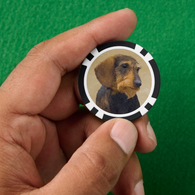 Fichas De Póquer Dachshund (Cabezal alambrada) Pintura original de  (Mano)