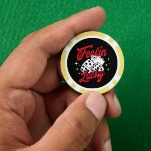 Fichas De Póquer Dados y Cartas de Casino Retro con Suerte
