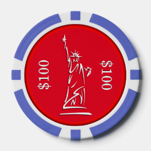Fichas De Póquer Dama de la Libertad de NY Rojo Blanco y Azul