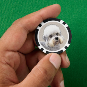 Fichas De Póquer Dandie Dinmont Terrier Pintura Original De Perro