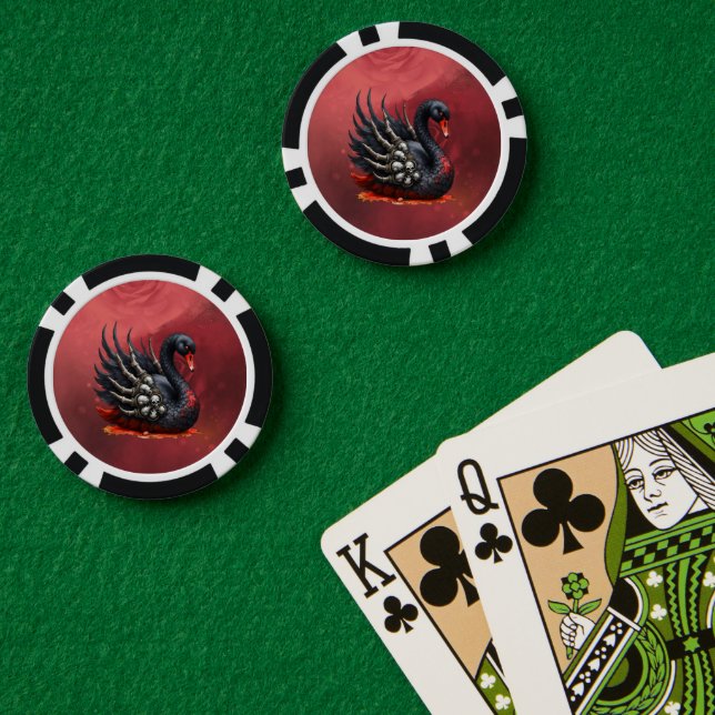 Fichas De Póquer Dark Swan of Bones – Gothic Elegance  (Mesa de Poker (Doble))