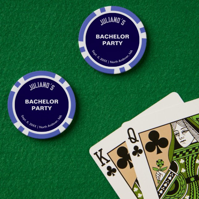 Fichas de póquer de fiesta de soltero azul oscuro  (Mesa de Poker (Doble))