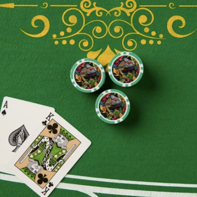 Fichas de póquer de Leaves & Colour (Colourful Lizard Poker Chips Full colour graphics textured surface easy stacking 9 vibrant colours.)