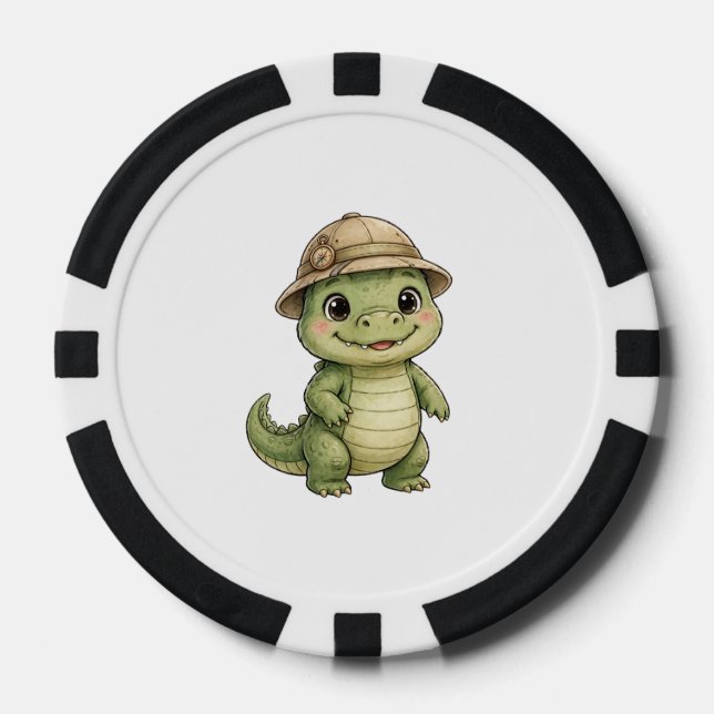 Fichas de póquer de Lil' Bayou Explorers de caimán (Anverso)