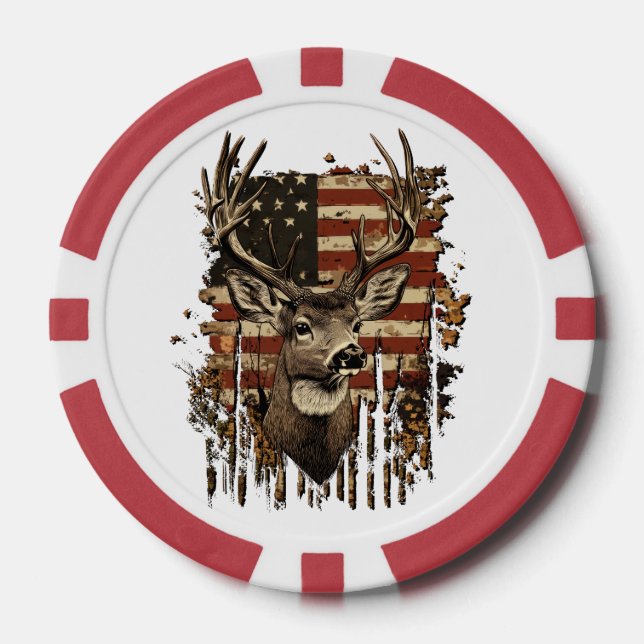 Fichas De Póquer Deer, Buck Season USA Flag (Anverso)