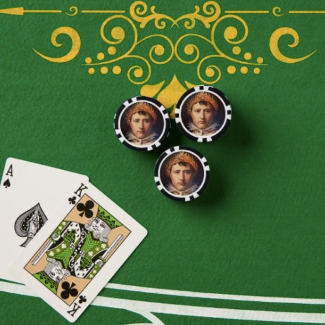 Fichas de póquer del héroe coronado con laurel de  (Napoleon Poker Chips Full colour graphics textured surface easy stacking 9 vibrant colours.)
