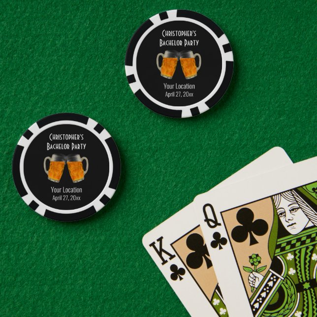 Fichas De Póquer Despedida de soltero Favor de boda moderno Cerveza (Mesa de Poker (Doble))