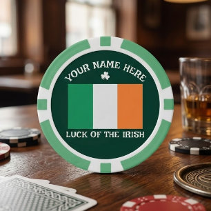 Fichas De Póquer Día de San Patricio Bandera de Irlanda Nombre Pers