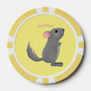 Fichas De Póquer Dibujo de chinchilla gris lindo en estilo cartoon