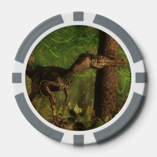 Fichas De Póquer Dinosaurio de Velociraptor en el bosque