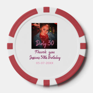 Fichas De Póquer Dirty 30 Cumpleaños añadir nombre rosa añadir fech