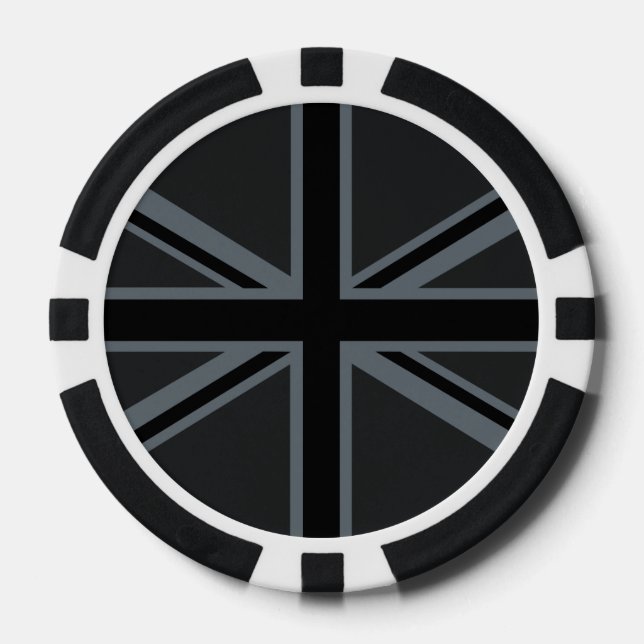 Fichas De Póquer Diseño de bandera británica para Unión Negra Jack (Anverso)