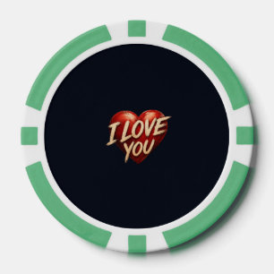Fichas De Póquer Diseño de Corazón Te Amo