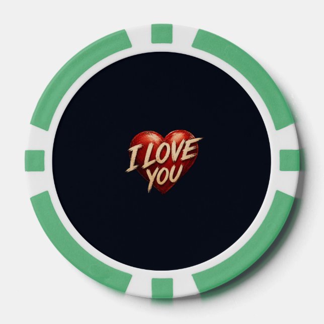 Fichas De Póquer Diseño de Corazón Te Amo (Anverso)