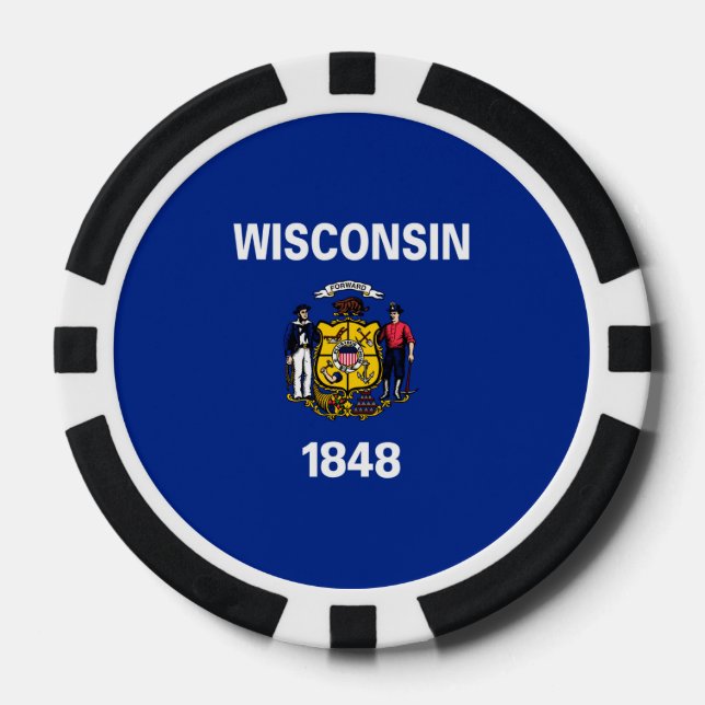 Fichas De Póquer Diseño de la bandera del estado de Wisconsin (Anverso)
