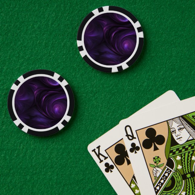 Fichas De Póquer Diseño de Swirl Oscuro Púrpura (Mesa de Poker (Doble))