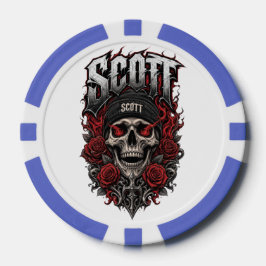 Fichas De Póquer Diseño personalizado de nombre Scott Gothic Skull