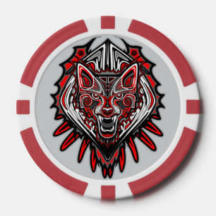 Fichas De Póquer Diseño Totémico Tribal Haida de Lobo