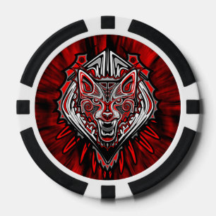 Fichas De Póquer Diseño Totémico Tribal Haida de Lobo