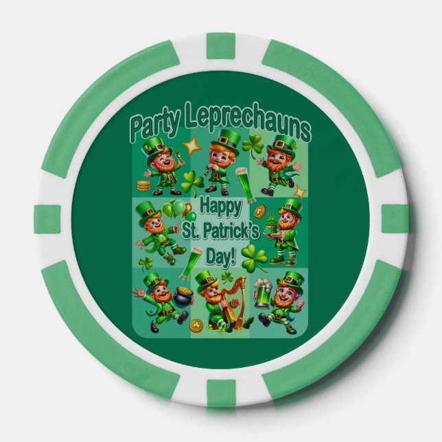 Fichas De Póquer Diversión de San Patricio Adorable "Fiesta Leprech (Anverso)