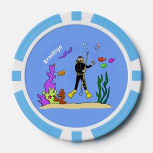 Fichas De Póquer Divertido buceador de scuba y personalizado de cri