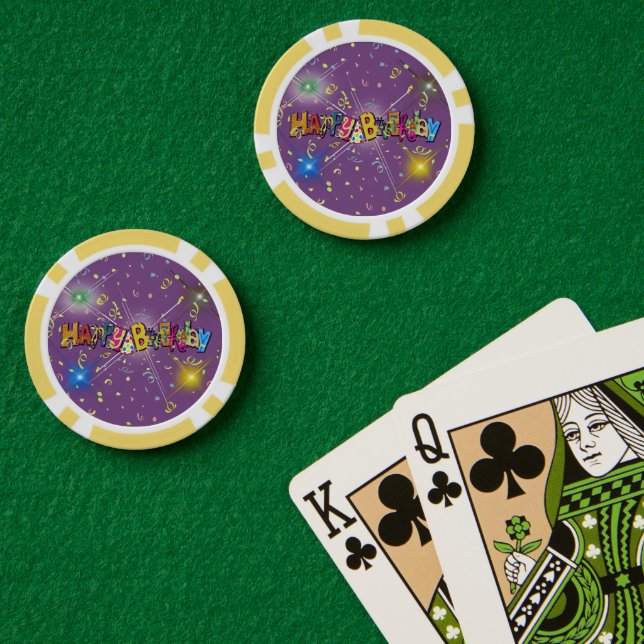 Fichas De Póquer Divertido Feliz Cumpleaños Confetti (Mesa de Poker (Doble))
