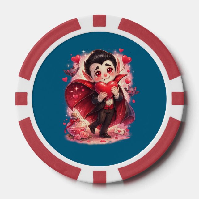 Fichas De Póquer Drácula divertido del día de San Valentín  (Anverso)