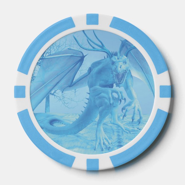 Fichas De Póquer Dragón de hielo con cuernos. Personalizado (Anverso)