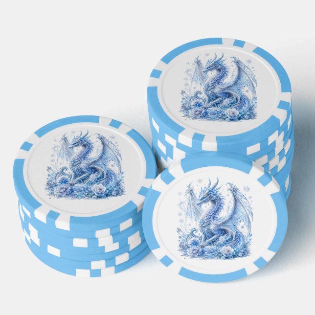Fichas De Póquer Dragón de Hielo Majestuoso  (Pila)