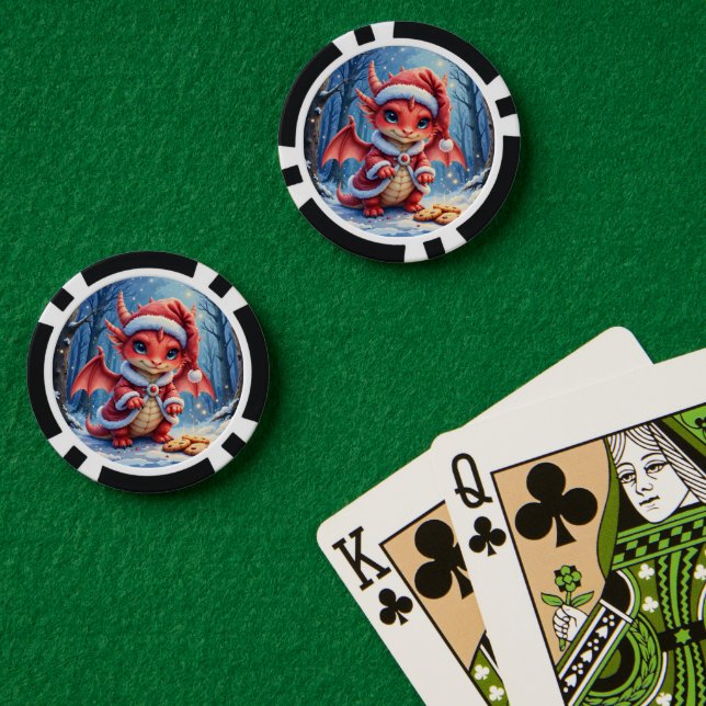Fichas De Póquer Dragón de Navidad, demasiado lindo para arrestar,  (Mesa de Poker (Doble))
