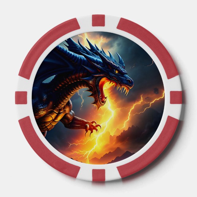 Fichas De Póquer Dragon Fire Lightning Fight Two (Anverso)