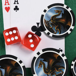 Fichas De Póquer Dragón negro de oro de cobre