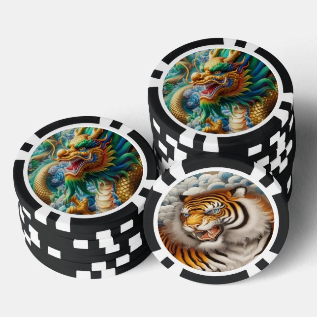 Fichas De Póquer Dragon Tiger Poker Chip (Pila)