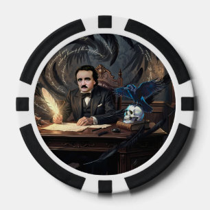 Fichas De Póquer Edgar A. Poe Componiendo El Cuervo En Sueños Gótic