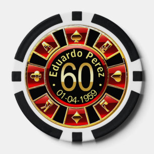 Fichas De Póquer Eduardo P 60th bday red poker chip