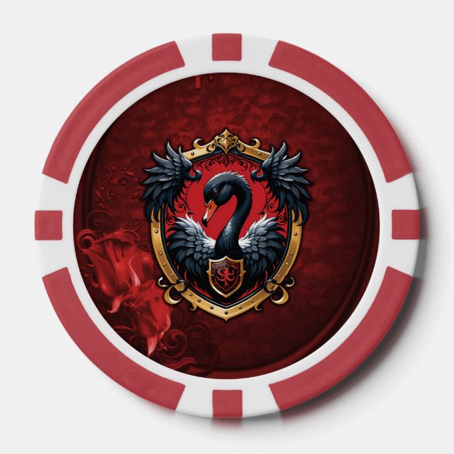 Fichas De Póquer El Cisne Negro es un símbolo de elegancia y poder. (Anverso)