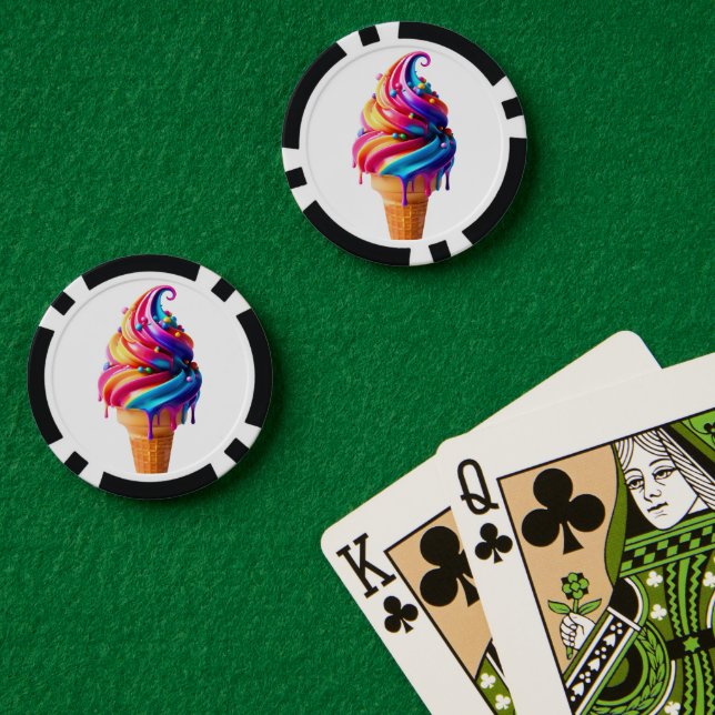 Fichas De Póquer El clásico cono de helado vibrante de SlipperyJoe' (Mesa de Poker (Doble))