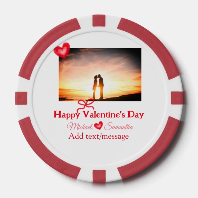 Fichas De Póquer El día de San Valentín del arco rojo agregar nombr (Anverso)