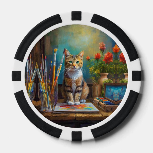 Fichas De Póquer El gato artístico (Anverso)