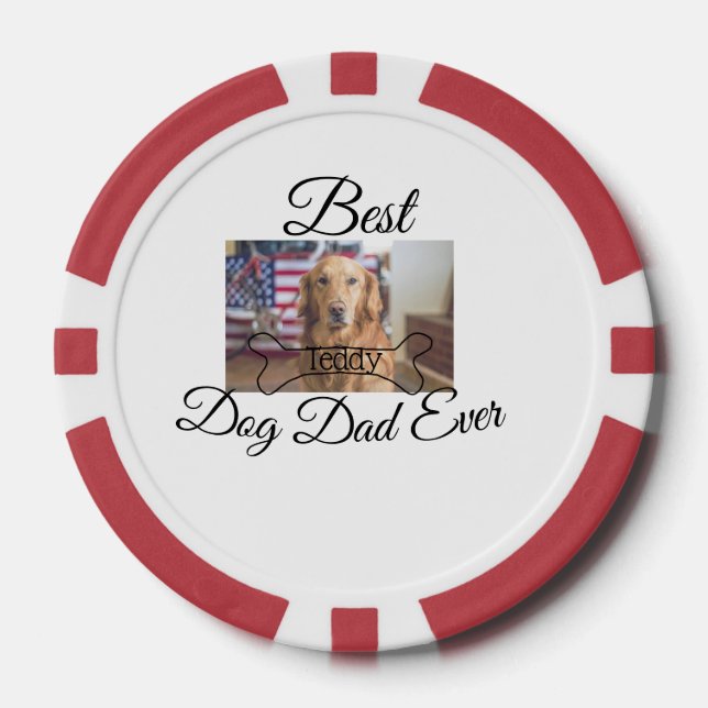 Fichas De Póquer El mejor perro papá jamás añada el nombre del masc (Anverso)