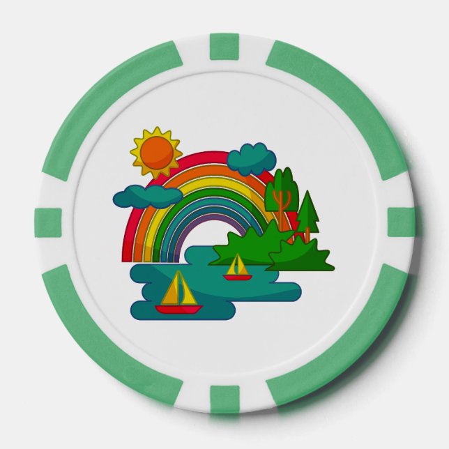 Fichas De Póquer El paisaje de los viajes en barco bajo las nubes d (Anverso)