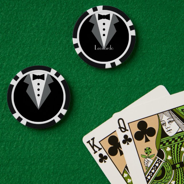 Fichas De Póquer El traje negro de esmoquín personalizado (Mesa de Poker (Doble))