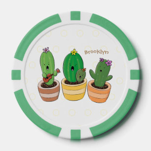 Fichas De Póquer El trío de cactus lindo canto ilustracion personal