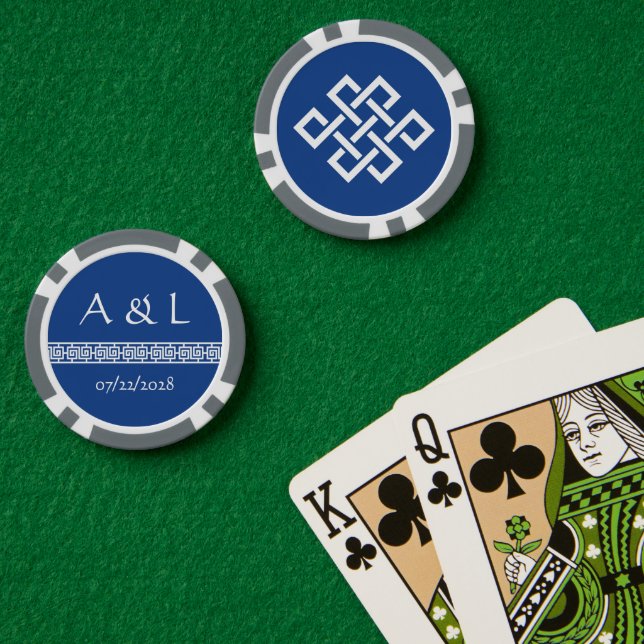 Fichas De Póquer Elegancia china en azul (Mesa de Poker (Doble))