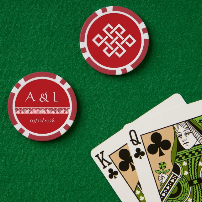 Fichas De Póquer Elegancia china en cerezo (Mesa de Poker (Doble))