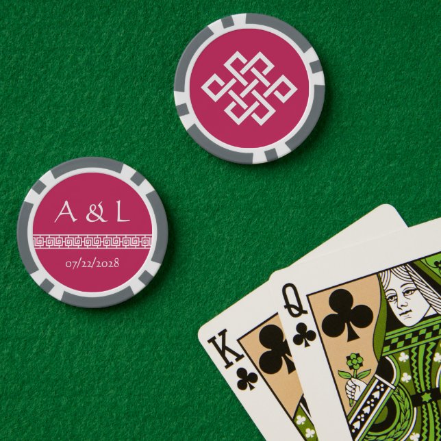 Fichas De Póquer Elegancia china en frambuesa (Mesa de Poker (Doble))