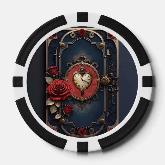 Fichas De Póquer Elegancia Eterna – Corazón de Relojería (Anverso)
