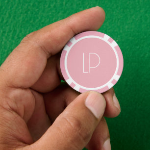 Fichas De Póquer Elegante inicial moderna minimalista en rosa paste