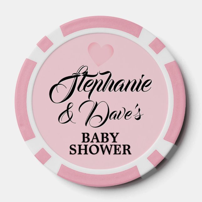 Fichas De Póquer Elegante rosa Fancy Tiffany Baby Shower Keepsake (Reverso )