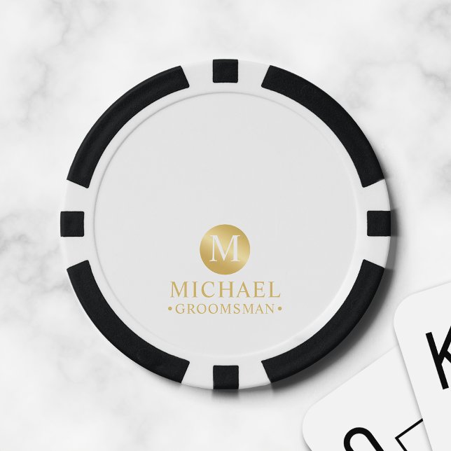 Fichas De Póquer Elegantes Groomsmen Personalizados con Oro (Subido por el creador)